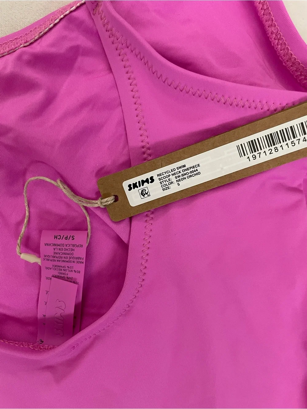 Skims NWT Scoop Neck One-Piece Swimsuit - Neon Orchid Pink Size S